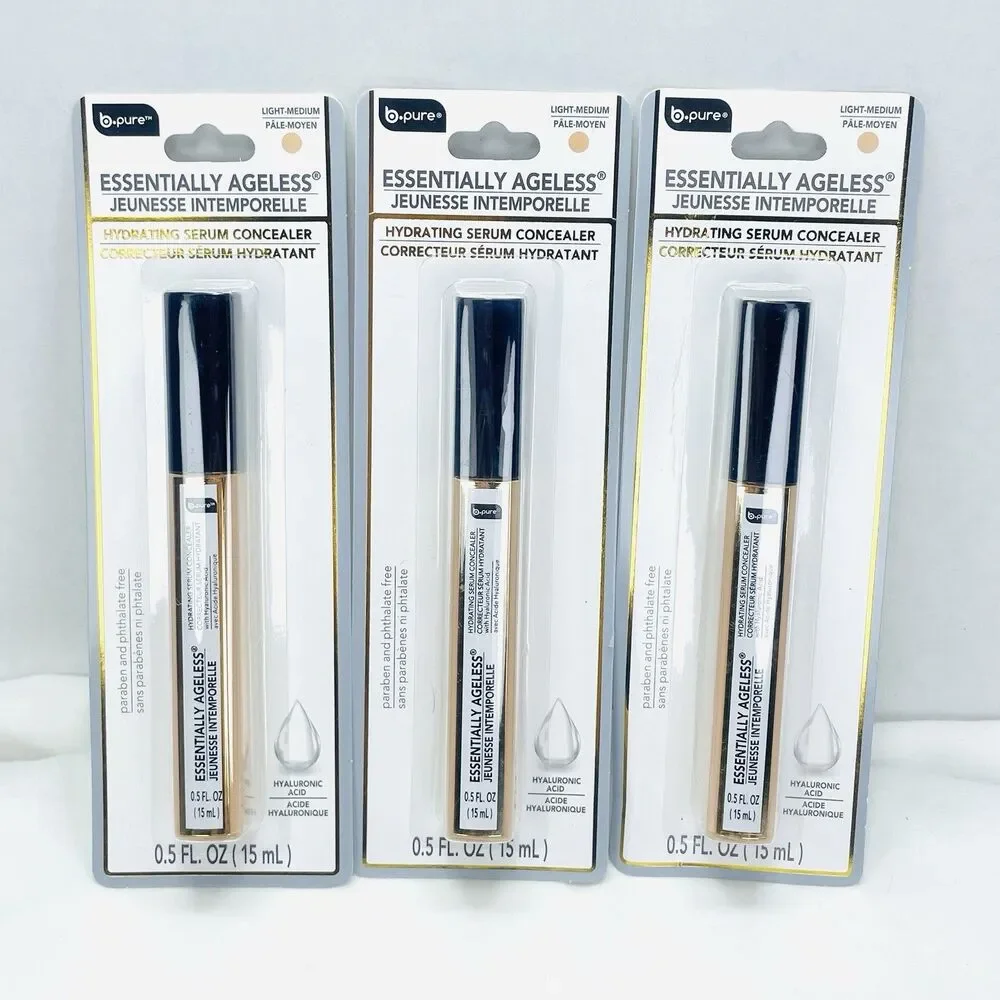 3 Pack B-Pure ESSENTIALLY AGELESS Hydrating Serum Concealer LIGHT MEDIUM New